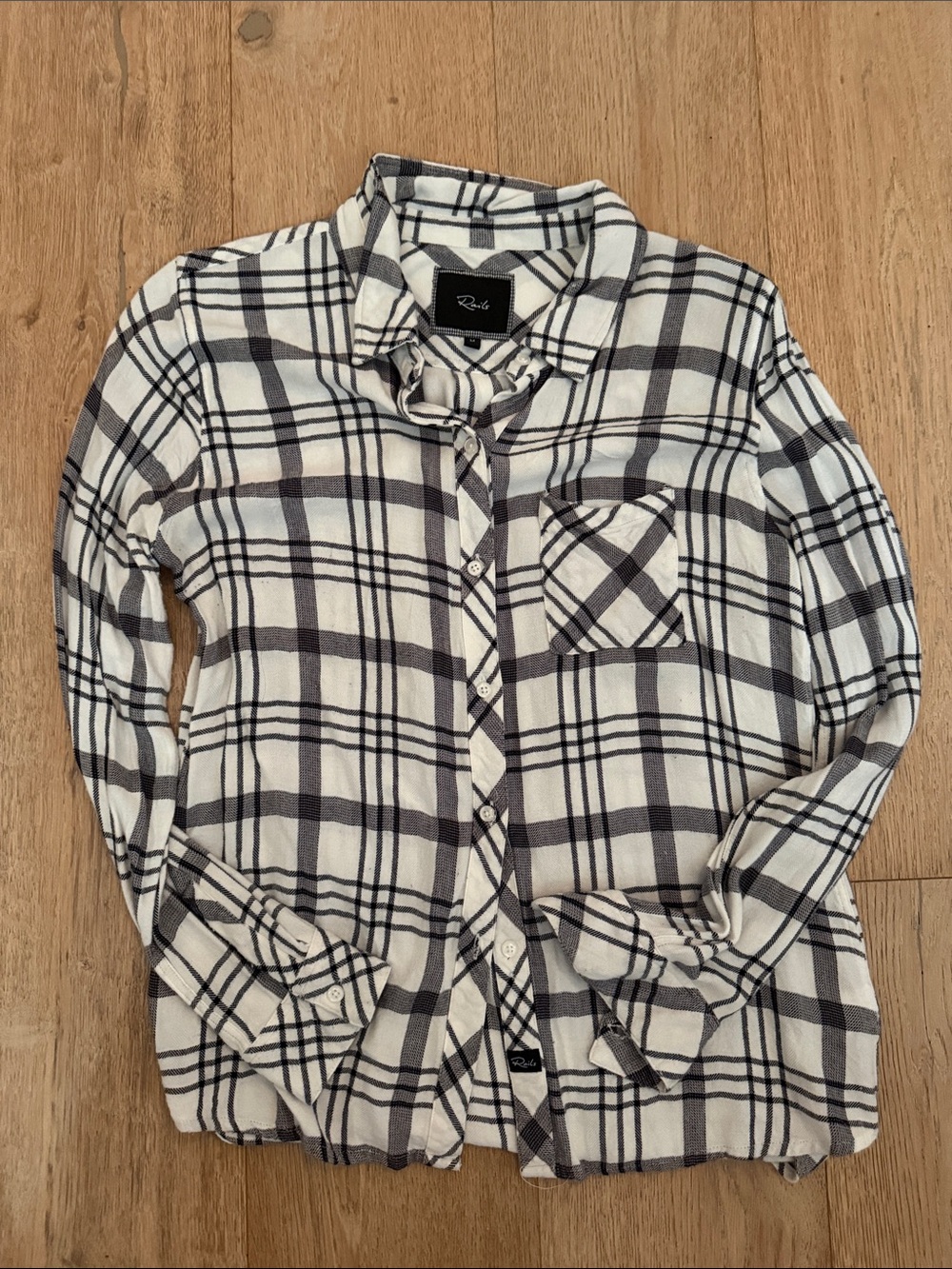 Rails Navy and White Plaid Button-Down Shirt